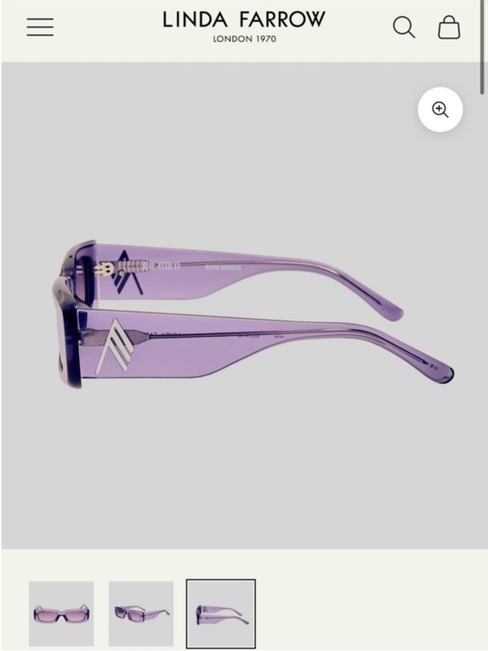 NIB • The Attico mini marfa rectangular purple sunglasses - Picture 4 of 13